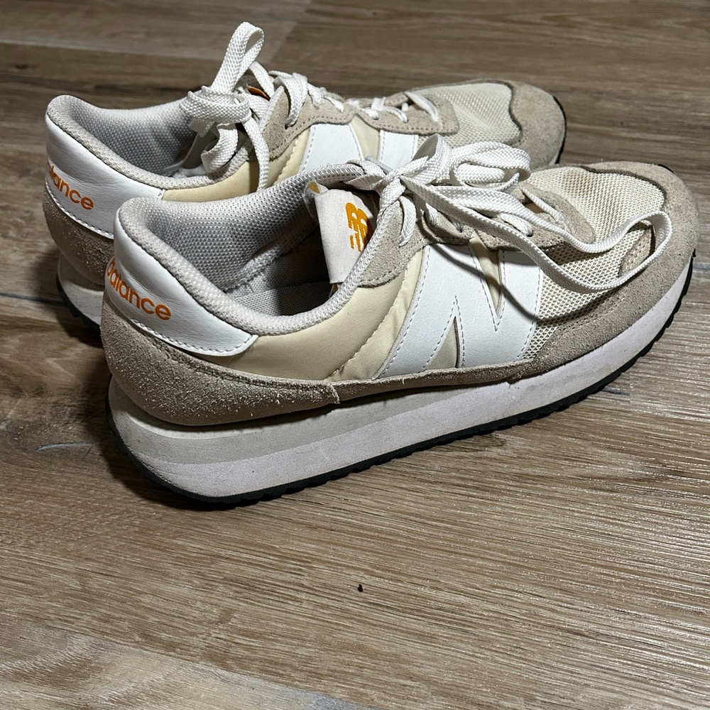 New Balance Cream and White Athletic Shoes